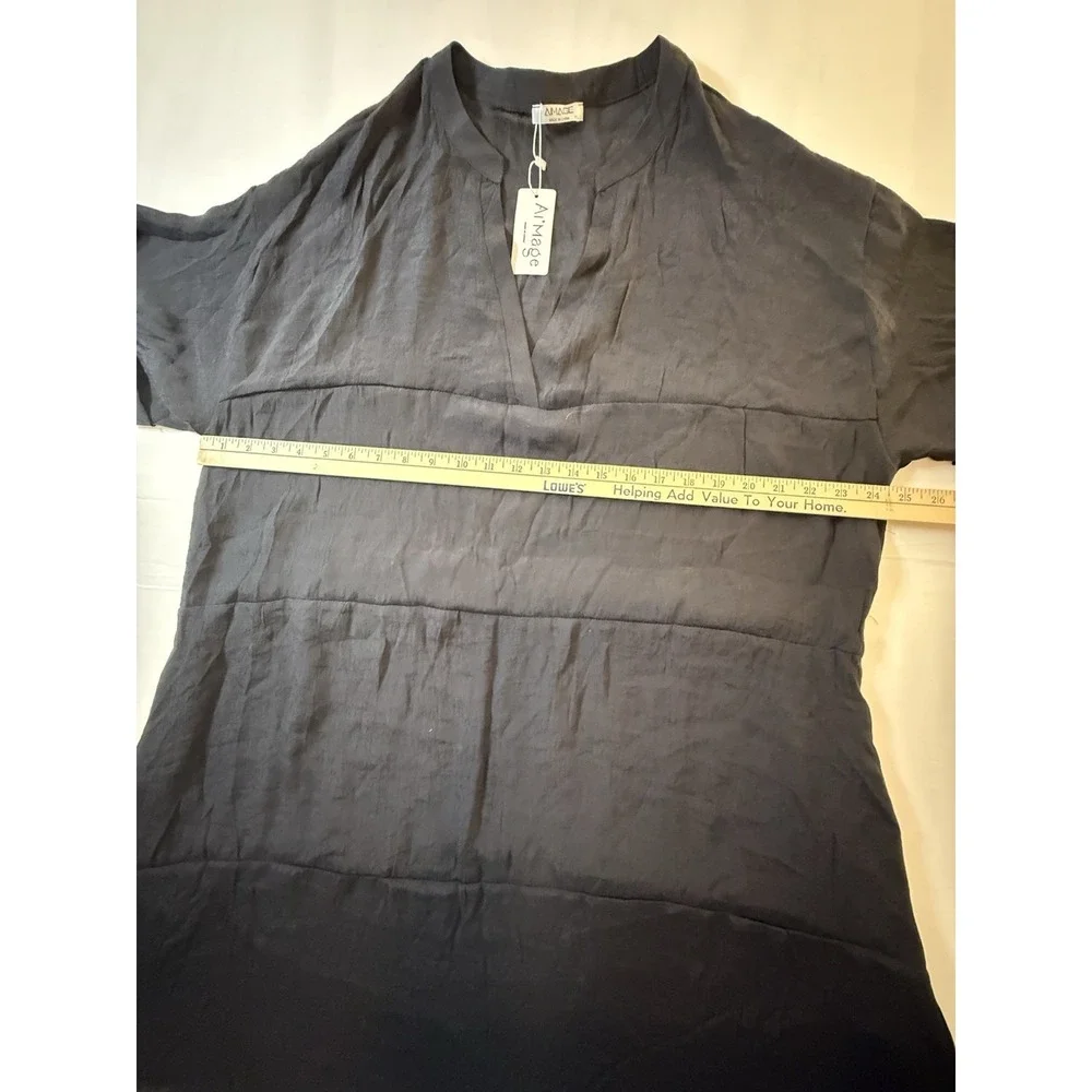 Women's A'Image Black Short Sleeve Dress/Cover Up With Pockets Size Size XXL - Picture 5 of 11